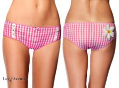 LEG AVENUE Cotton gingham boyshort with daisy applique.