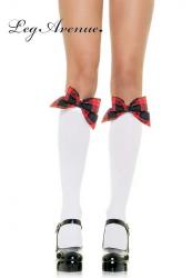 Calze bianche con fiocco plaid