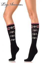 Gambaletto nero/rosa con teschi.