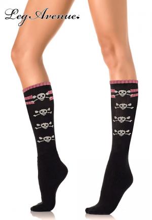 Gambaletto nero/rosa con teschi.