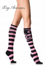 Leg Avenue: lycra acrylic striped woven skull knee highs