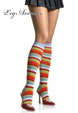 Leg Avenue: Spandex acrylic rainbow striped knee highs.