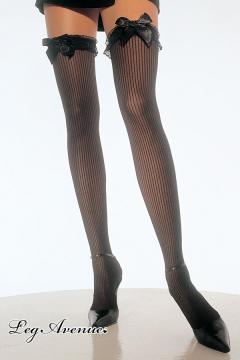 LEG AVENUE: stockings with lace ruffle and satin bow.