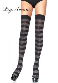 Leg Avenue: lurex striped opaque thigh highs. Leg Avenue: lurex striped opaque thigh highs.