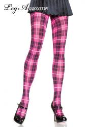 Collant disegno plaid rosa.