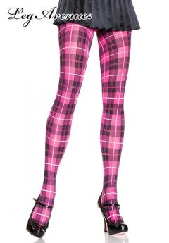 Collant disegno plaid rosa.