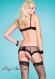 Lingerie Burlesque: coordinato 3 pezzi azzurro/nero.