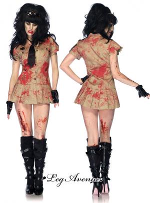 Costume 3 pz. poliziotta zombie.