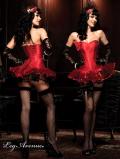 Leg Avenue Burlesque: corsetto con rosa applicata.