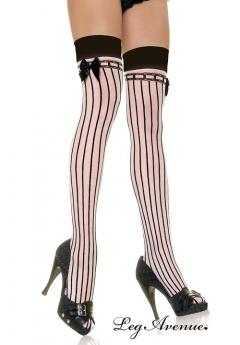 Leg Avenue: stockings with opaque stripes and satin bow Leg Avenue: stockings with opaque stripes and satin bow