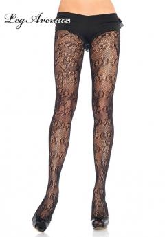 Collant nero rete con disegno.
