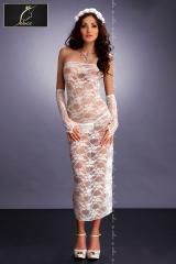 ME SEDUCE Branca: long dress with lace gloves. White.