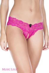 Tanga in pizzo aperto al cavallo. Rosa