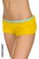 Culotte verde acqua con balze gialle.