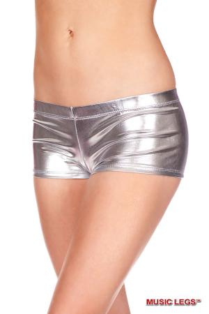 Shorts lucidi elasticizzati effetto metallizzato. Argento