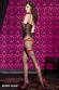 Catsuit velata nera con disegno labbra.