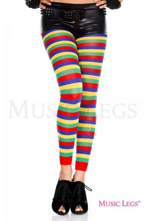 Leggings a righe orizzontali multicolore.