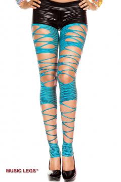 Leggings zebrati turchese/nero con intagli.