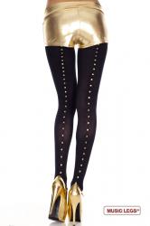 Collant nero coprente con borchie dorate.