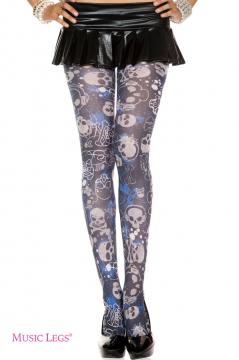 Music Legs: gothic graphic opaque pantyhose.