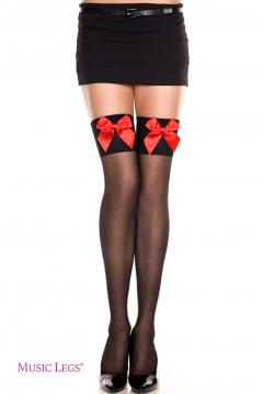 Music Legs: sheer thigh hi with satin bow. Music Legs: sheer thigh hi with satin bow.