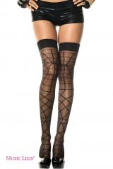 Music Legs: sheer spider web thigh hi.