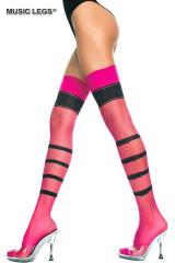 Music Legs: stocking with stripes and buckle design.