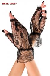 Guanti corti in pizzo con dita libere.