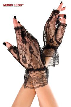 Guanti corti in pizzo con dita libere. Guanti corti in pizzo con dita libere.