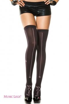 Music Legs: thigh hi with pink spiders.
