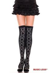 Calze con motivo floreale e criss cross.