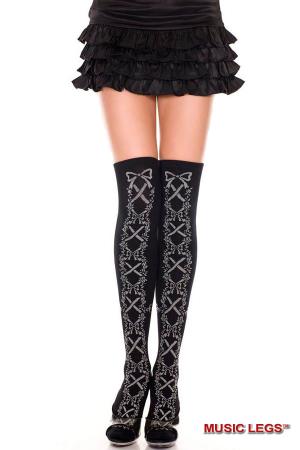 Calze con motivo floreale e criss cross.