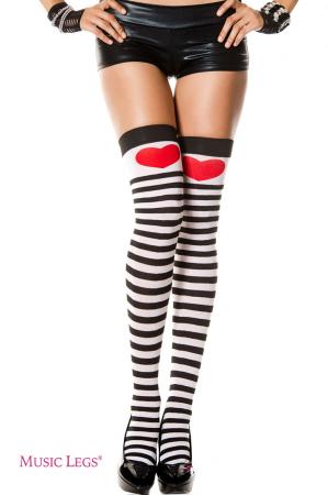 Calze opache a righe con cuore.