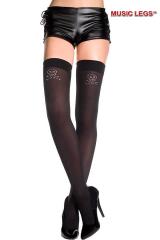 Calze con teschio in strass.