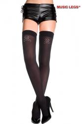 Calze con teschio in strass.