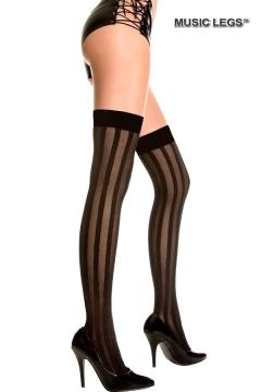 Calze nere con righe velate.