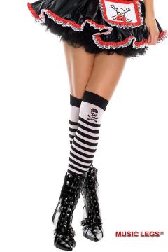 Calze opache a righe con teschio.