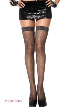 Calze a rete con filo brillante.