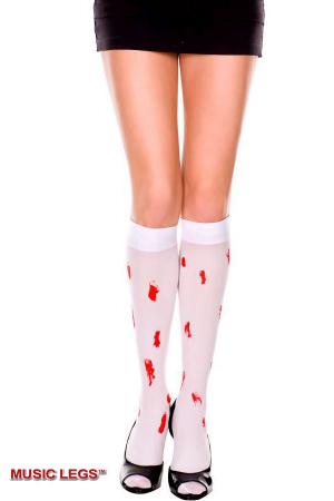 Gambaletto con finte gocce di sangue.