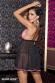 Babydoll in chiffon con inserti in pizzo fucsia.