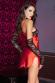 Sottoveste in satin rosso con inserti in pizzo neri.