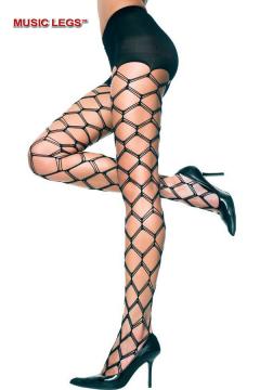 Music Legs: spandex multi big net pantyhose.
