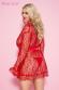 Vestaglia corta in pizzo con cintura in raso. Rosso XL