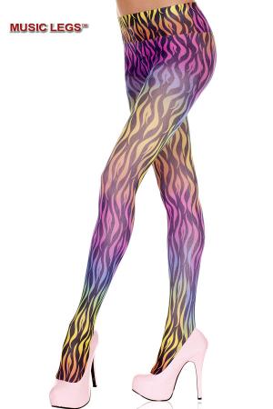 Collant multicolore con motivo fiamme.