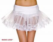 Sottogonna in microrete con bordi in pizzo. Bianco