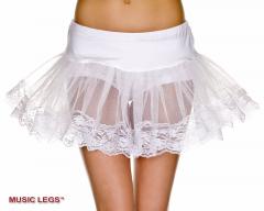 Sottogonna in microrete con bordi in pizzo. Bianco
