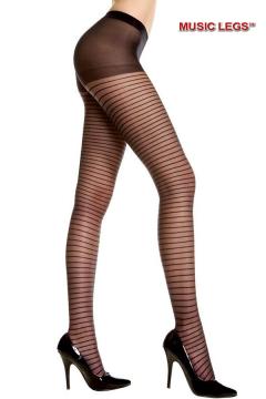 Music Legs: sheer fine horizontal striped pantyhose.