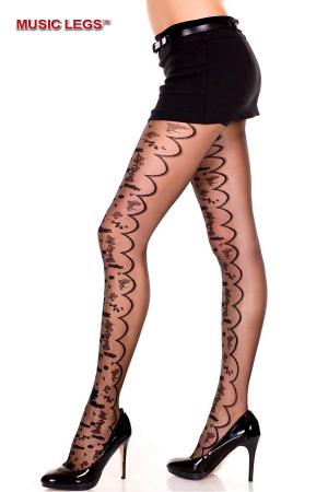 Collant velato con disegni floreali.