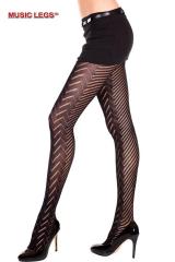 Collant con ricami traforati a zig zag.