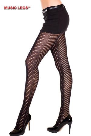 Collant con ricami traforati a zig zag.